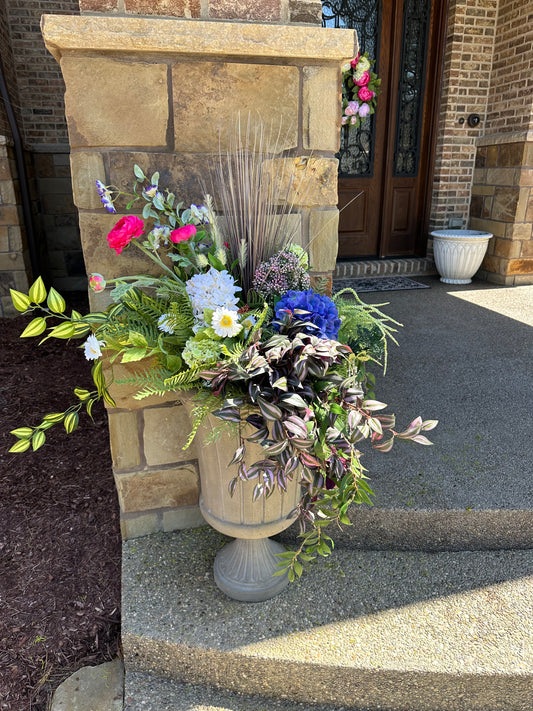 Bright Spring & Summer Floral Urn Arrangement – Outdoor Porch Décor
