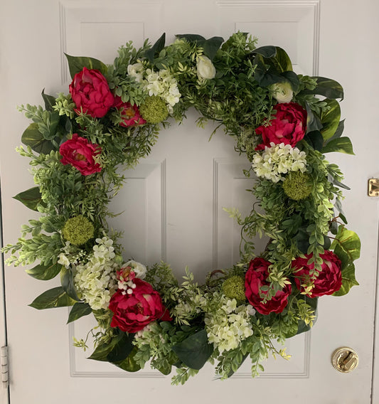 Rustic Dried Floral Wreath – Neutral Farmhouse Wall Décor